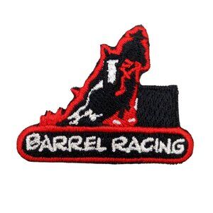 Barrel Racing Embroidered Patch Hat Shirt Ladies Racer Red Black Western Horse